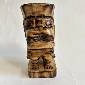Vintage Tiki Hawaii Hand Carved Wood Hawaiian God of Strength Figurine 6"